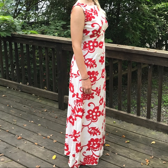 Vintage Sears 60s Cotton Maxi Dress Hawaiian fashions - Picture 4 of 8